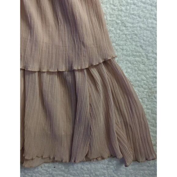 Like new! Zara Mini Dress Deep V Pleated Pale Pink with sash, Size M - Picture 2 of 9